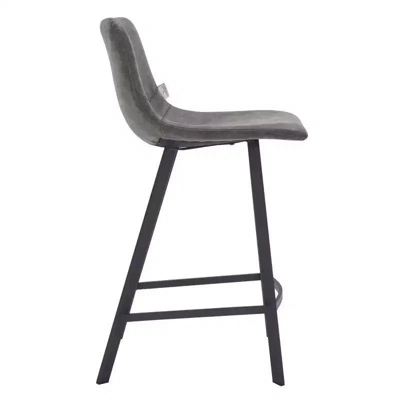 Tabouret de comptoir LeisureMod 35, rembourré en cuir, dossier ergonomique, siège rembourré, base et repose-pieds en acier inoxydable, collection Elland