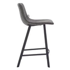 Tabouret de comptoir LeisureMod 35, rembourré en cuir, dossier ergonomique, siège rembourré, base et repose-pieds en acier inoxydable, collection Elland