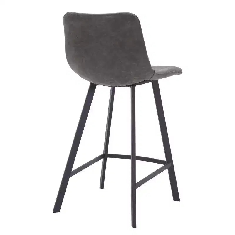 Tabouret de comptoir LeisureMod 35, rembourré en cuir, dossier ergonomique, siège rembourré, base et repose-pieds en acier inoxydable, collection Elland