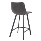Tabouret de comptoir LeisureMod 35, rembourré en cuir, dossier ergonomique, siège rembourré, base et repose-pieds en acier inoxydable, collection Elland