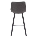 Tabouret de comptoir LeisureMod 35, rembourré en cuir, dossier ergonomique, siège rembourré, base et repose-pieds en acier inoxydable, collection Elland