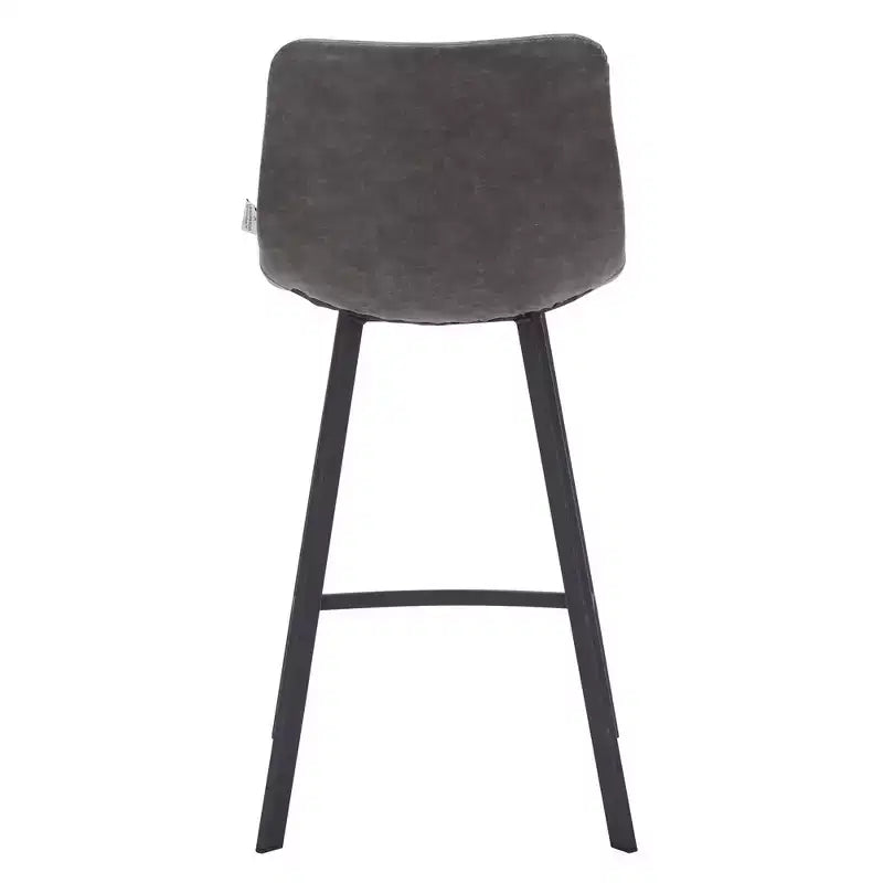 Tabouret de comptoir LeisureMod 35, rembourré en cuir, dossier ergonomique, siège rembourré, base et repose-pieds en acier inoxydable, collection Elland