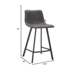 Tabouret de comptoir LeisureMod 35, rembourré en cuir, dossier ergonomique, siège rembourré, base et repose-pieds en acier inoxydable, collection Elland