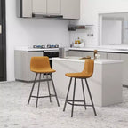 Tabouret de comptoir LeisureMod 35, rembourré en cuir, dossier ergonomique, siège rembourré, base et repose-pieds en acier inoxydable, collection Elland