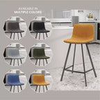 Tabouret de comptoir LeisureMod 35, rembourré en cuir, dossier ergonomique, siège rembourré, base et repose-pieds en acier inoxydable, collection Elland