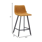 Tabouret de comptoir LeisureMod 35, rembourré en cuir, dossier ergonomique, siège rembourré, base et repose-pieds en acier inoxydable, collection Elland