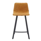 Tabouret de comptoir LeisureMod 35, rembourré en cuir, dossier ergonomique, siège rembourré, base et repose-pieds en acier inoxydable, collection Elland