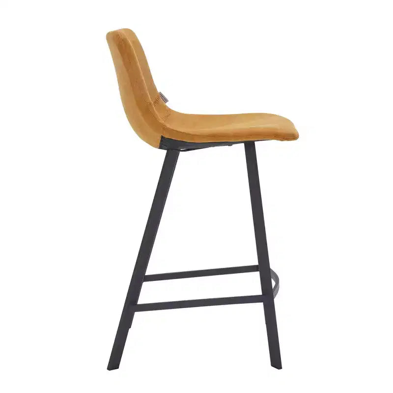Tabouret de comptoir LeisureMod 35, rembourré en cuir, dossier ergonomique, siège rembourré, base et repose-pieds en acier inoxydable, collection Elland
