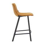 Tabouret de comptoir LeisureMod 35, rembourré en cuir, dossier ergonomique, siège rembourré, base et repose-pieds en acier inoxydable, collection Elland