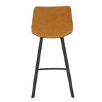 Tabouret de comptoir LeisureMod 35, rembourré en cuir, dossier ergonomique, siège rembourré, base et repose-pieds en acier inoxydable, collection Elland