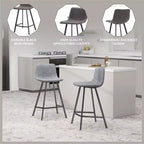 Tabouret de comptoir LeisureMod 35, rembourré en cuir, dossier ergonomique, siège rembourré, base et repose-pieds en acier inoxydable, collection Elland