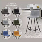 Tabouret de comptoir LeisureMod 35, rembourré en cuir, dossier ergonomique, siège rembourré, base et repose-pieds en acier inoxydable, collection Elland