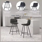 Tabouret de comptoir LeisureMod 35, rembourré en cuir, dossier ergonomique, siège rembourré, base et repose-pieds en acier inoxydable, collection Elland