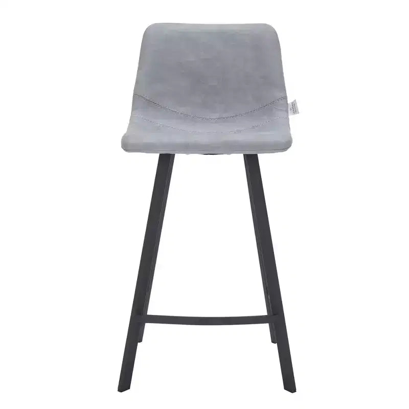 Tabouret de comptoir LeisureMod 35, rembourré en cuir, dossier ergonomique, siège rembourré, base et repose-pieds en acier inoxydable, collection Elland