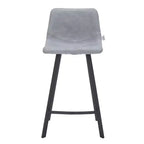 Tabouret de comptoir LeisureMod 35, rembourré en cuir, dossier ergonomique, siège rembourré, base et repose-pieds en acier inoxydable, collection Elland