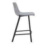 Tabouret de comptoir LeisureMod 35, rembourré en cuir, dossier ergonomique, siège rembourré, base et repose-pieds en acier inoxydable, collection Elland