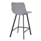 Tabouret de comptoir LeisureMod 35, rembourré en cuir, dossier ergonomique, siège rembourré, base et repose-pieds en acier inoxydable, collection Elland