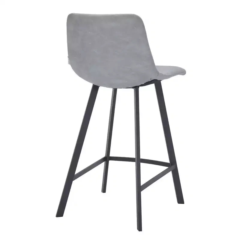 Tabouret de comptoir LeisureMod 35, rembourré en cuir, dossier ergonomique, siège rembourré, base et repose-pieds en acier inoxydable, collection Elland
