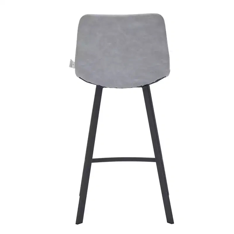 Tabouret de comptoir LeisureMod 35, rembourré en cuir, dossier ergonomique, siège rembourré, base et repose-pieds en acier inoxydable, collection Elland