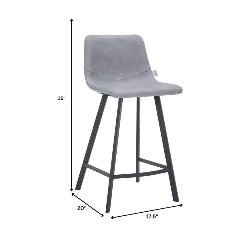 Tabouret de comptoir LeisureMod 35, rembourré en cuir, dossier ergonomique, siège rembourré, base et repose-pieds en acier inoxydable, collection Elland