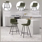 Tabouret de comptoir LeisureMod 35, rembourré en cuir, dossier ergonomique, siège rembourré, base et repose-pieds en acier inoxydable, collection Elland