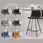 Tabouret de comptoir LeisureMod 35, rembourré en cuir, dossier ergonomique, siège rembourré, base et repose-pieds en acier inoxydable, collection Elland