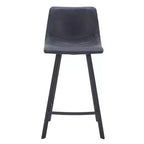 Tabouret de comptoir LeisureMod 35, rembourré en cuir, dossier ergonomique, siège rembourré, base et repose-pieds en acier inoxydable, collection Elland