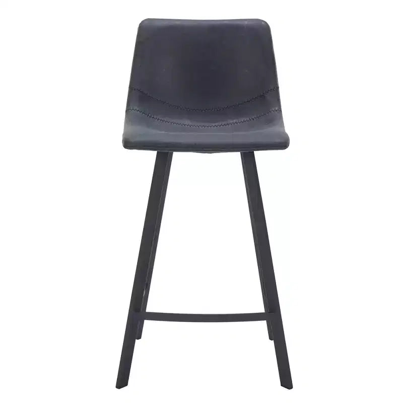 Tabouret de comptoir LeisureMod 35, rembourré en cuir, dossier ergonomique, siège rembourré, base et repose-pieds en acier inoxydable, collection Elland