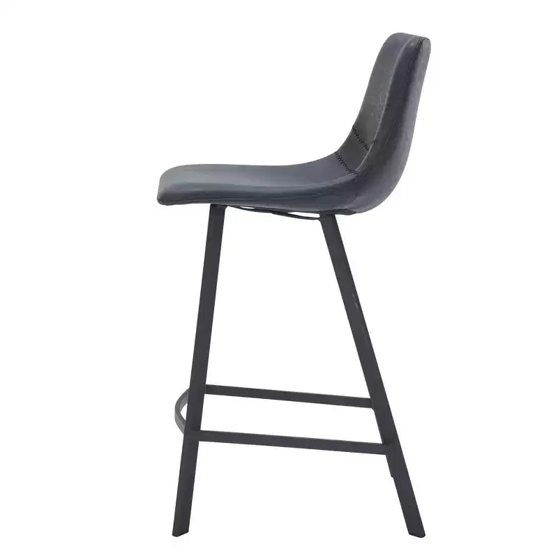 Tabouret de comptoir LeisureMod 35, rembourré en cuir, dossier ergonomique, siège rembourré, base et repose-pieds en acier inoxydable, collection Elland