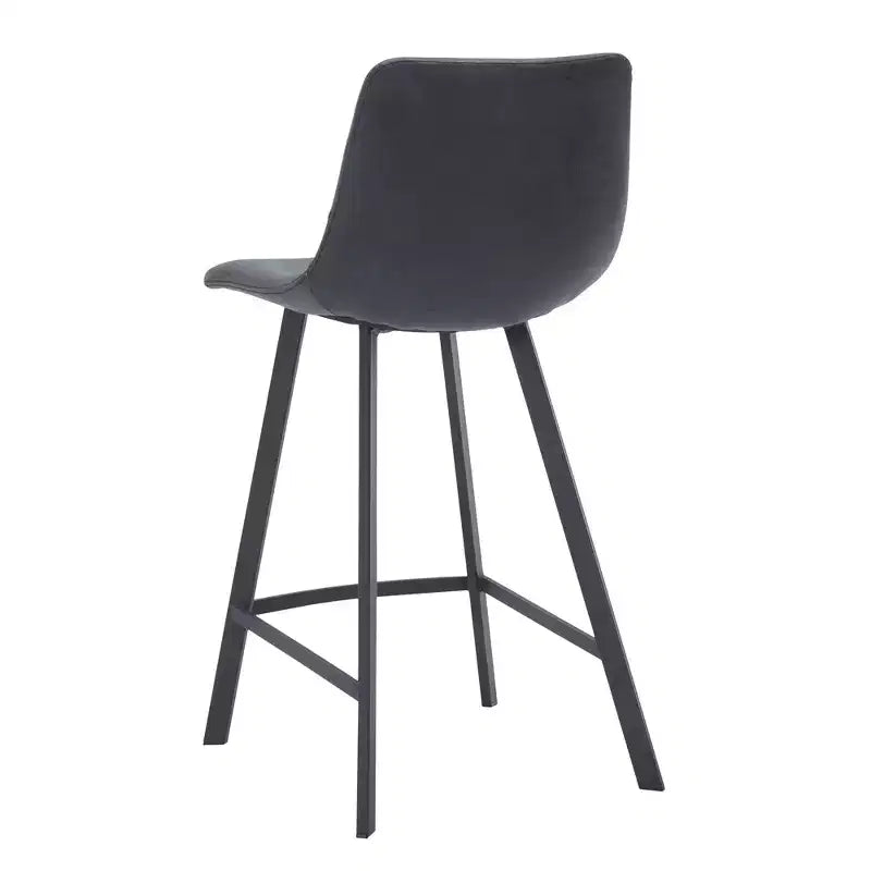 Tabouret de comptoir LeisureMod 35, rembourré en cuir, dossier ergonomique, siège rembourré, base et repose-pieds en acier inoxydable, collection Elland