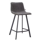 Tabouret de comptoir LeisureMod 35, rembourré en cuir, dossier ergonomique, siège rembourré, base et repose-pieds en acier inoxydable, collection Elland