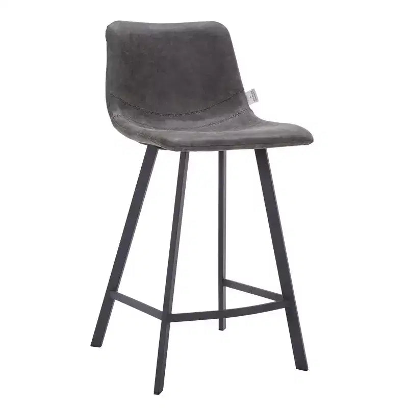 Tabouret de comptoir LeisureMod 35, rembourré en cuir, dossier ergonomique, siège rembourré, base et repose-pieds en acier inoxydable, collection Elland