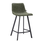Tabouret de comptoir LeisureMod 35, rembourré en cuir, dossier ergonomique, siège rembourré, base et repose-pieds en acier inoxydable, collection Elland