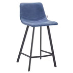 Tabouret de comptoir LeisureMod 35, rembourré en cuir, dossier ergonomique, siège rembourré, base et repose-pieds en acier inoxydable, collection Elland