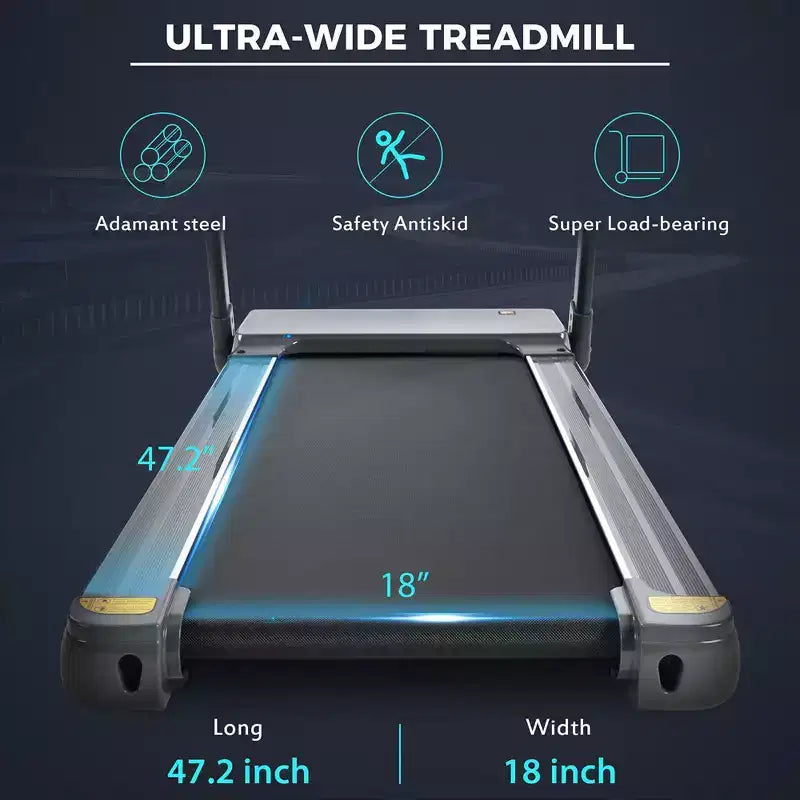Tapis de course pliable, Tapis roulant électrique compact pliable, Vitesse de course 0,8-14 km/h, Capacité de poids de 150 kg pour la maison, le bureau, la salle de sport, la marche, le jogging