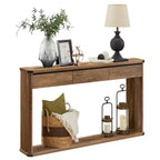 VASAGLE Console Table, 47.2 Inches Sofa Table, Narrow Entryway Table, Entry Table with 3 Drawers, Bottom Shelf, Metal Corners