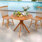 Table à manger d'extérieur en bois Costway 90 cm avec plateau à lattes et pieds incurvés pour jardin