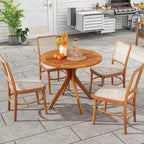 Table à manger d'extérieur en bois Costway 90 cm avec plateau à lattes et pieds incurvés pour jardin
