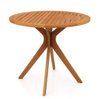 Table à manger d'extérieur en bois Costway 90 cm avec plateau à lattes et pieds incurvés pour jardin