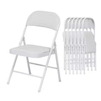 SUGIFT 6 Pack Folding Chairs with Padded Seats, Metal Frame with Pu Leather Seat & Back, White