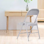 SUGIFT Lot de 6 chaises pliantes avec assise rembourrée, cadre en métal avec assise et dossier en cuir PU, blanc