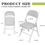 SUGIFT Lot de 6 chaises pliantes avec assise rembourrée, cadre en métal avec assise et dossier en cuir PU, blanc