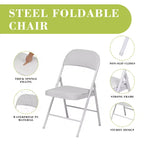 SUGIFT Lot de 6 chaises pliantes avec assise rembourrée, cadre en métal avec assise et dossier en cuir PU, blanc