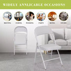 SUGIFT Lot de 6 chaises pliantes avec assise rembourrée, cadre en métal avec assise et dossier en cuir PU, blanc