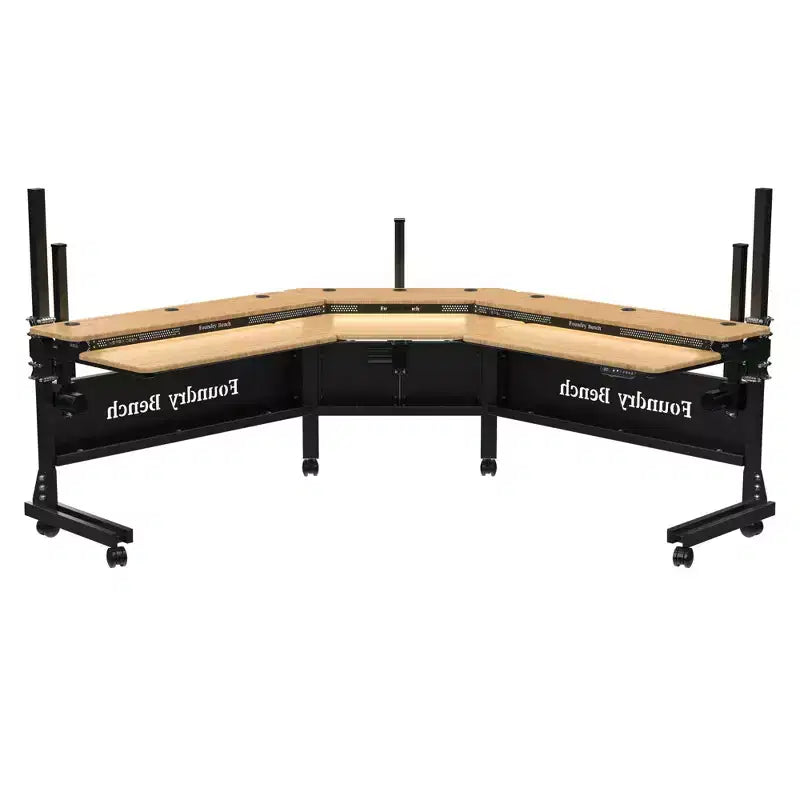 Foundry Bench Standing Desk Corner 80 x 80 - Black / Natural Bamboo