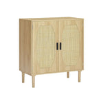 Meuble de rangement rustique avec 2 portes en rotin