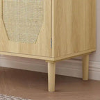 Meuble de rangement rustique avec 2 portes en rotin