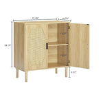 Meuble de rangement rustique avec 2 portes en rotin