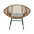 Modern Basket Chair Set with Water-Resistant Cushions and Steel Frame - Set of 2 Outdoor Chairs (No Tables)