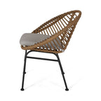 Modern Basket Chair Set with Water-Resistant Cushions and Steel Frame - Set of 2 Outdoor Chairs (No Tables)